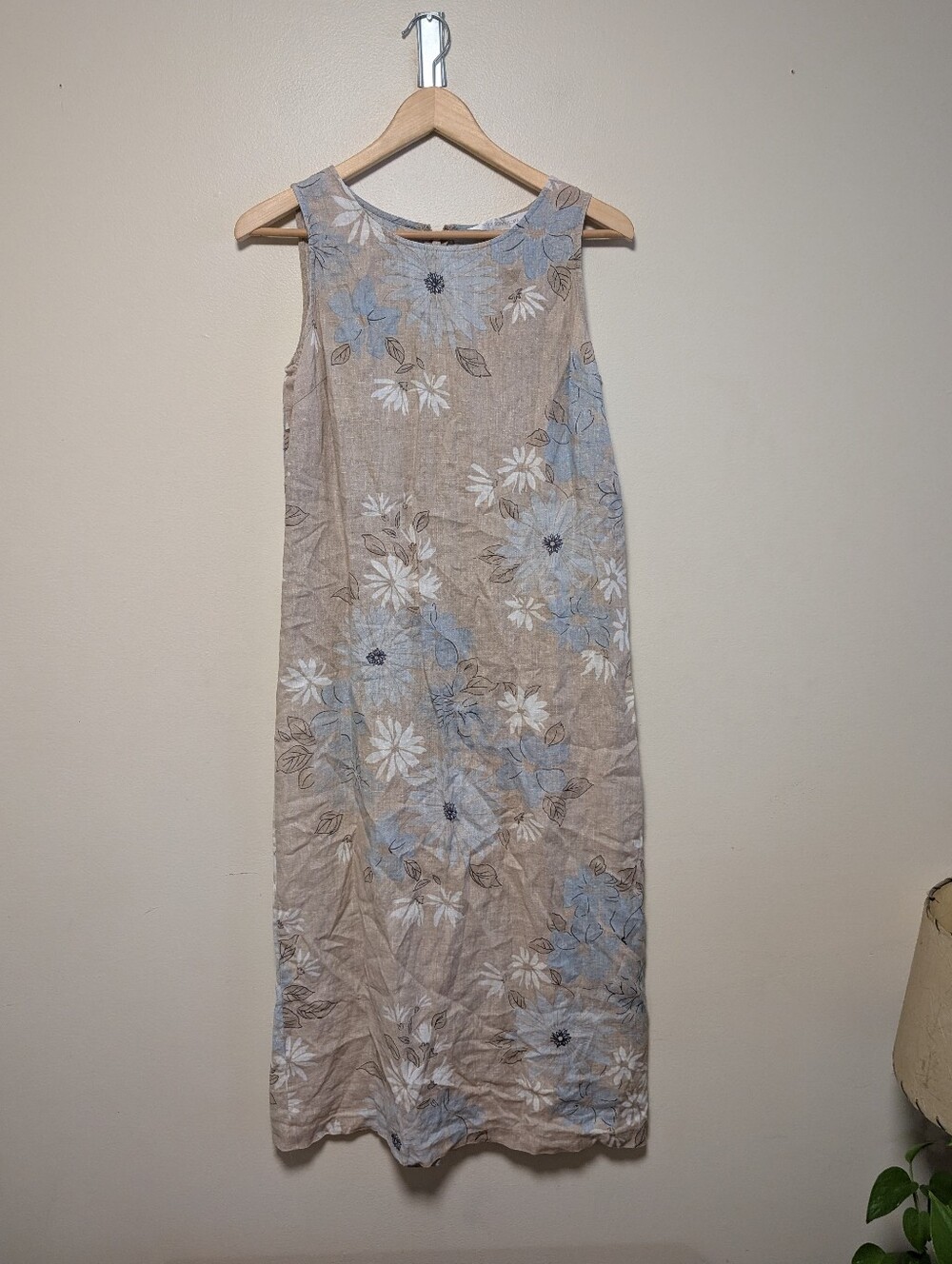 Petite Sophisticate 100% Linen Floral Maxi Dress Size 8 Cottagecore Coastal